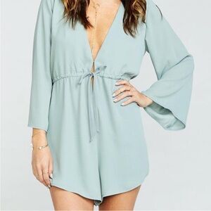 SHOW ME YOUR‎ MUMU Roxy Romper Sage Green with Bell Sleeve